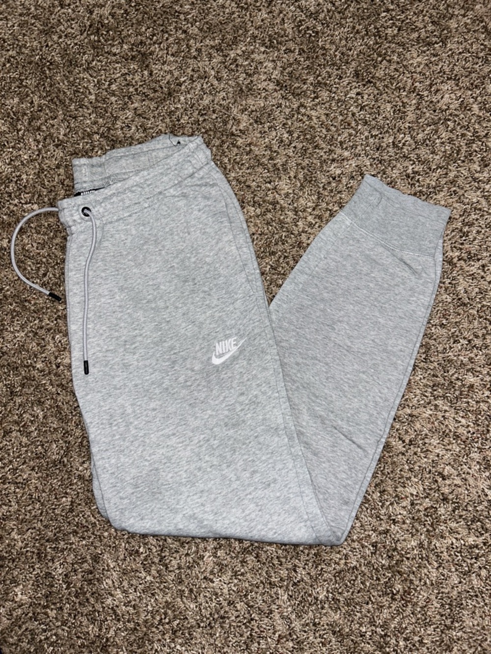 Nike Light Gray Fleece Joggers with Drawstring